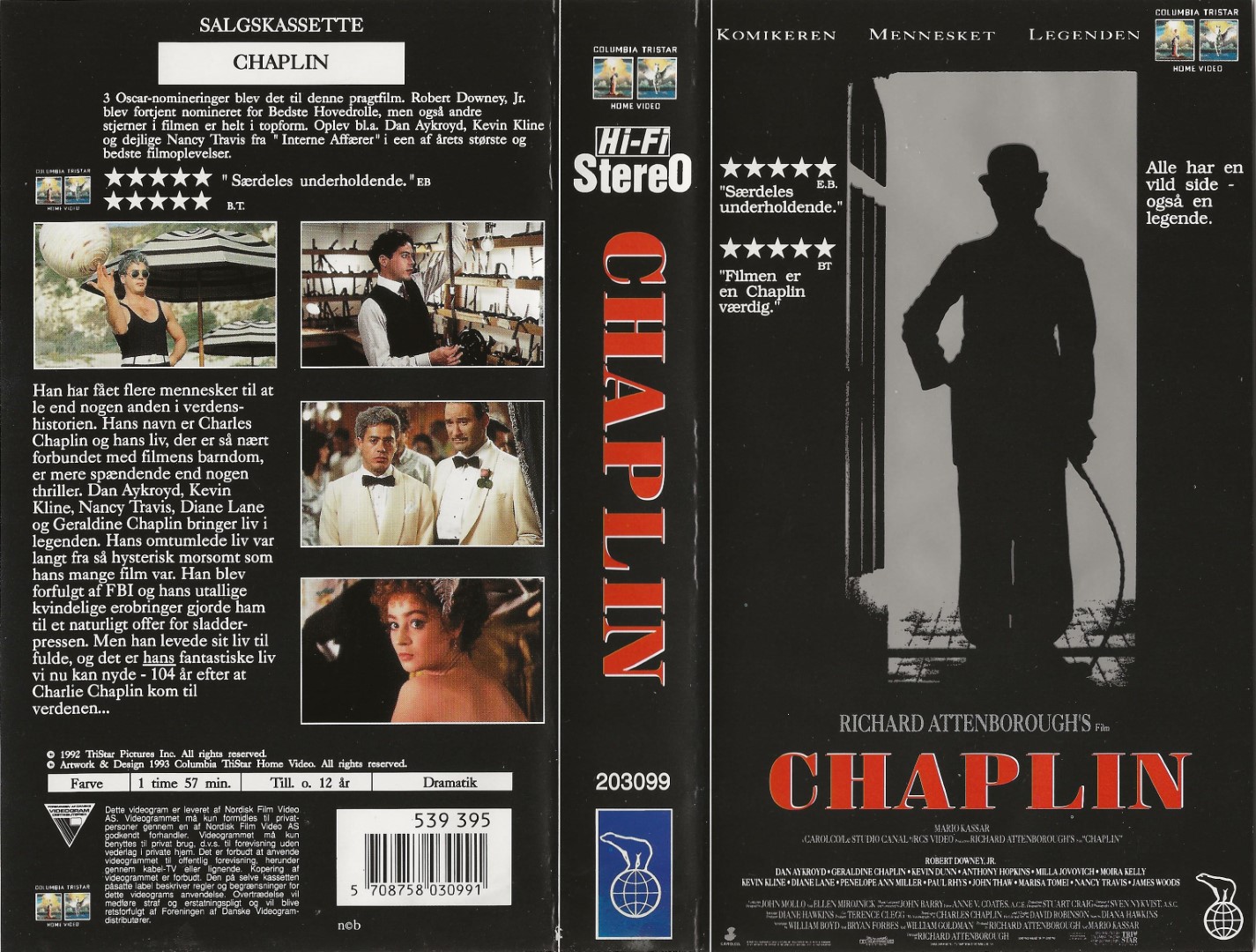 Chaplin  VHS Columbia TriStar Home Video, Nordisk Film 1993