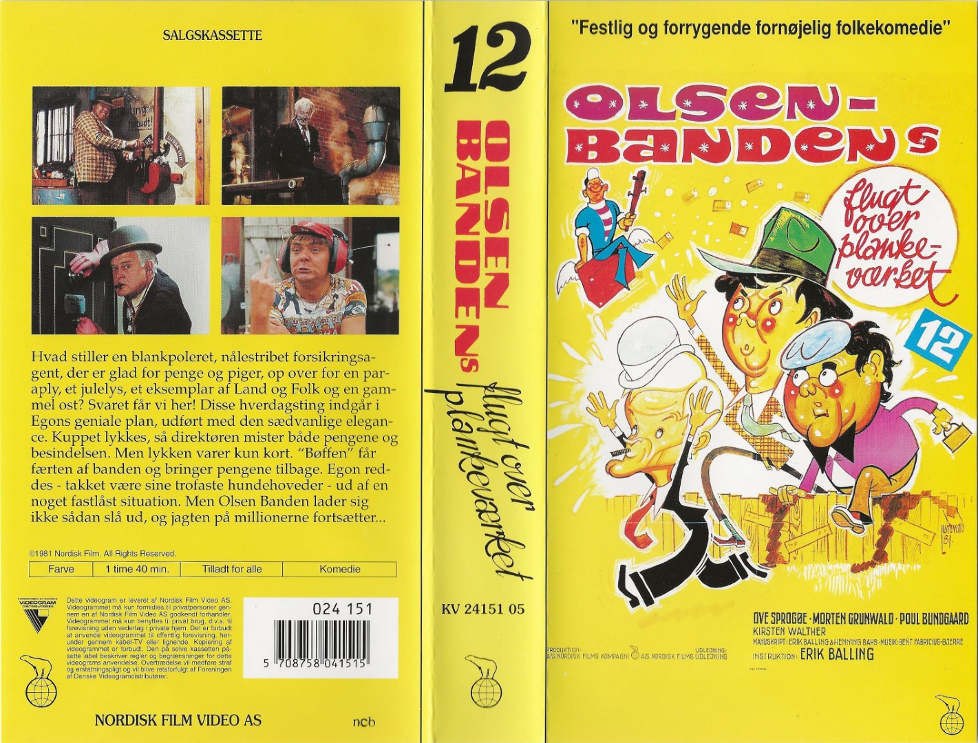 Olsen Banden 12 - Olsen Bandens flugt over plankeværket  VHS Nordisk Film 1994
