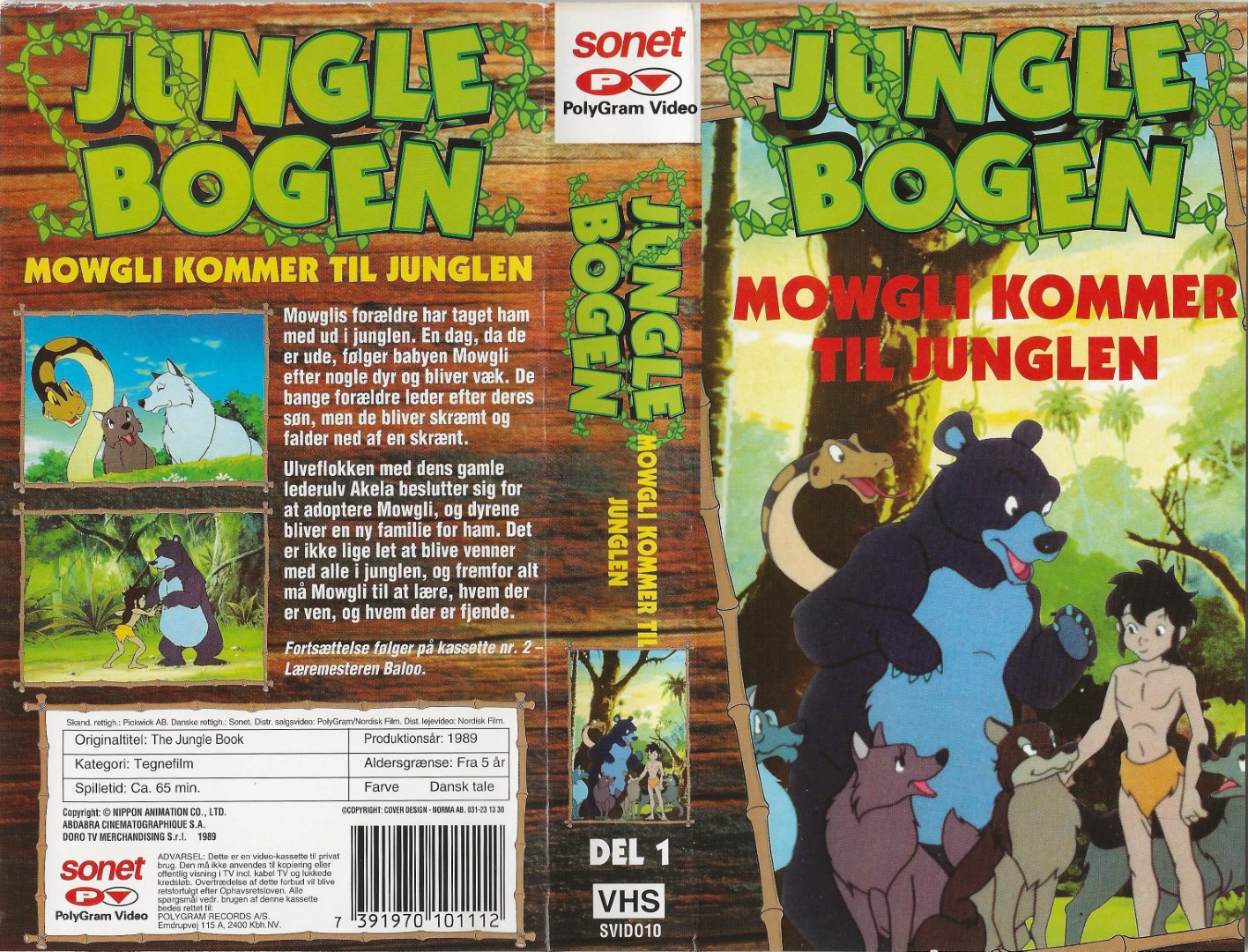 Junglebogen - Del 1 - Mowgli kommer til junglen <p>Org.titel: The Jungle Book - The Adventures Of Mowgli</p> VHS Polygram 1989
