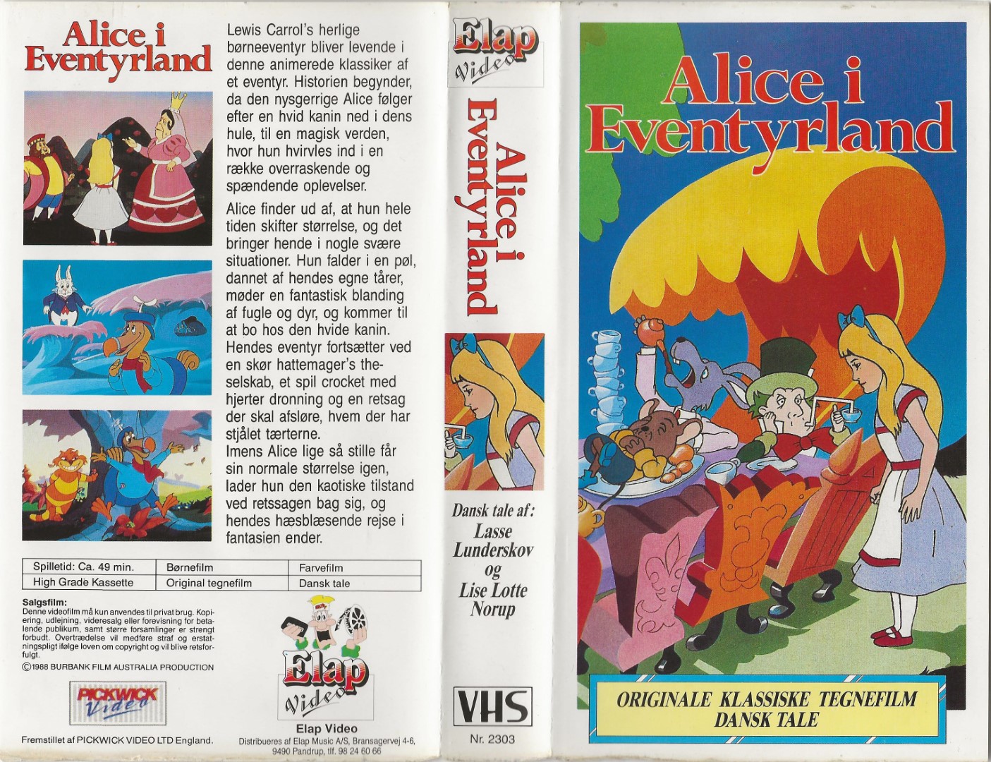 Alice i Eventyrland <p>Org.titel: Alice in Wonderland</p> VHS Elap Video 1990