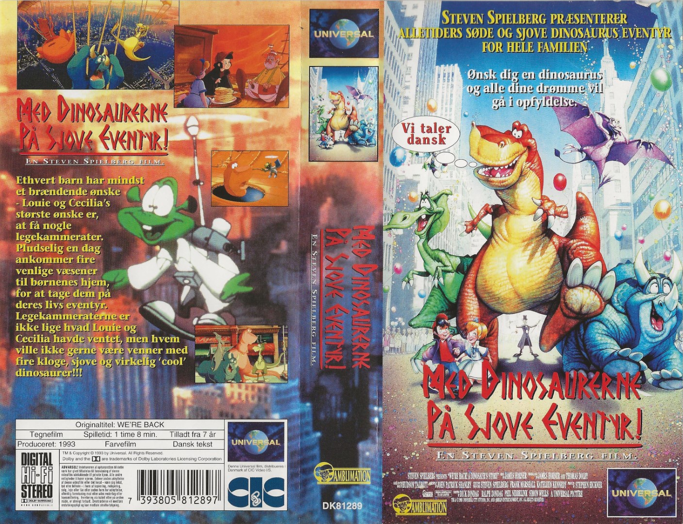 Med Dinosaurerne på Sjove Eventyr <p>Org.titel: We're Back! A Dinosaur's Story</p> VHS Universal 1993