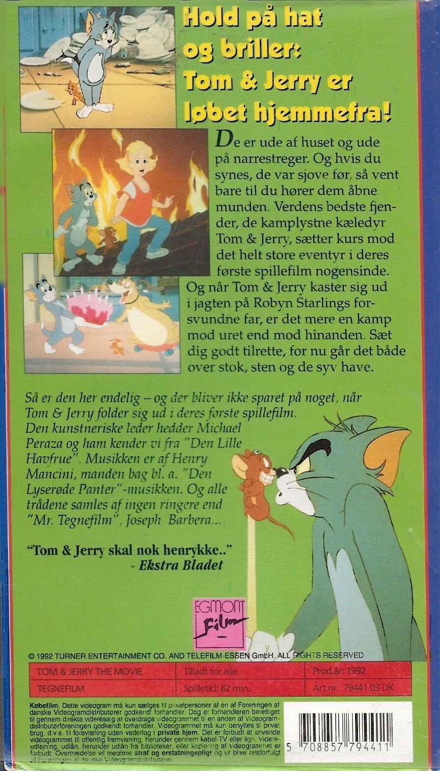 Tom & Jerry Som Redningsmænd <p>Org.titel: Tom & Jerry The Movie</p> VHS Egmont Film 1992