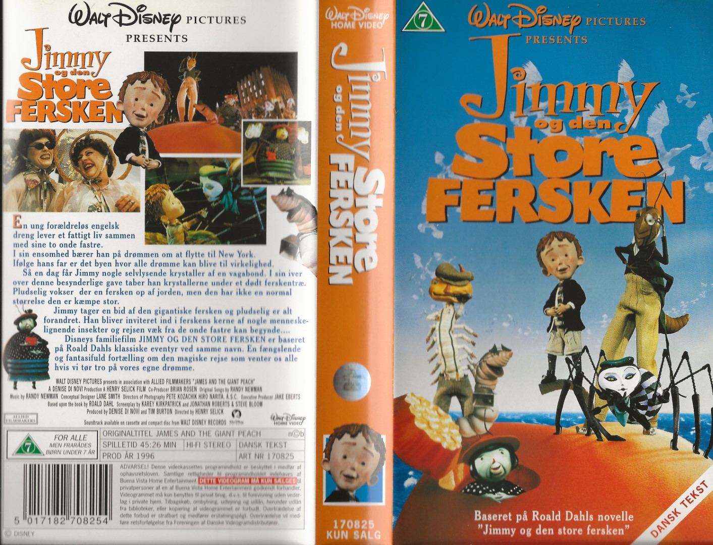 Jimmy og den Store Fersken <p>Org.titel: James and the Giant Peach</p> VHS Disney 1996