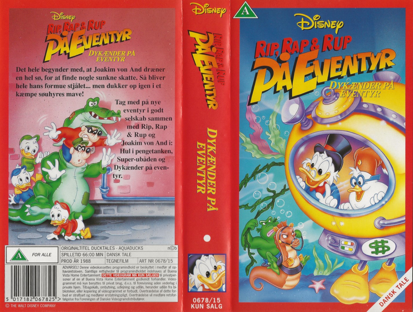 Rip, Rap & Rup på Eventyr - Dykænder på eventyr <p>Org.titel: DuckTales - Aquaducks</p> VHS Disney 1988