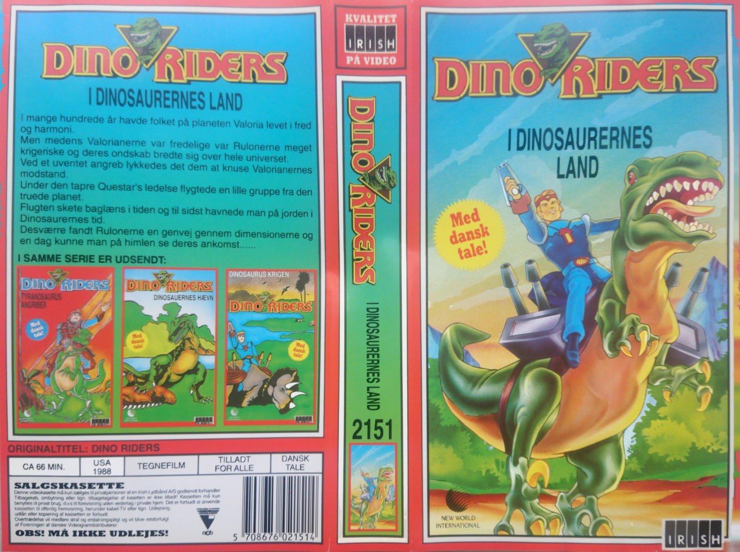 Dino Riders - I dinosaurernes land <p>Org.titel: Dino Riders</p> VHS Irish 1988