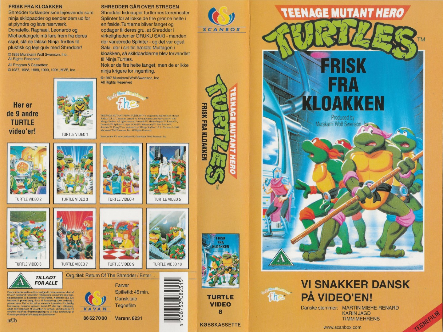 Teenage Mutant Hero Turtles 8 - Frisk fra kloakken <p>Org.titel: Return of the Shredder / Enter the Shredder</p> VHS Kavan 1991