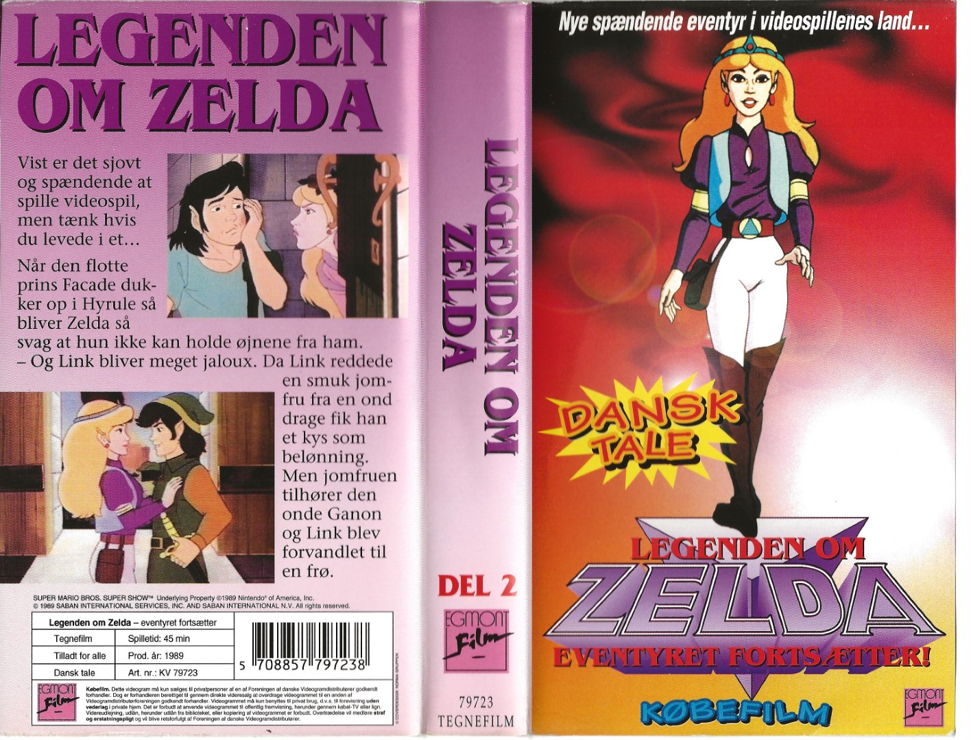 Legenden om Zelda del 2 – Eventyret Fortsætter! <p>Org.titel: The Legend of Zelda</p> VHS Egmont Film 1989