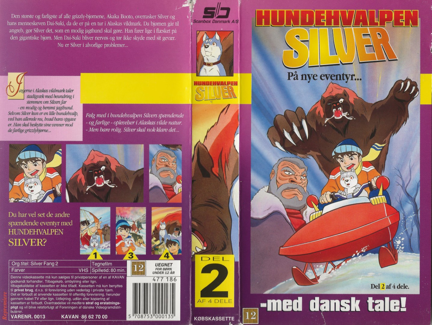 Hundehvalpen Silver - Del 2 - Silver på nye eventyr <p>Org.titel: Silver Fang 2</p> VHS Kavan 1986