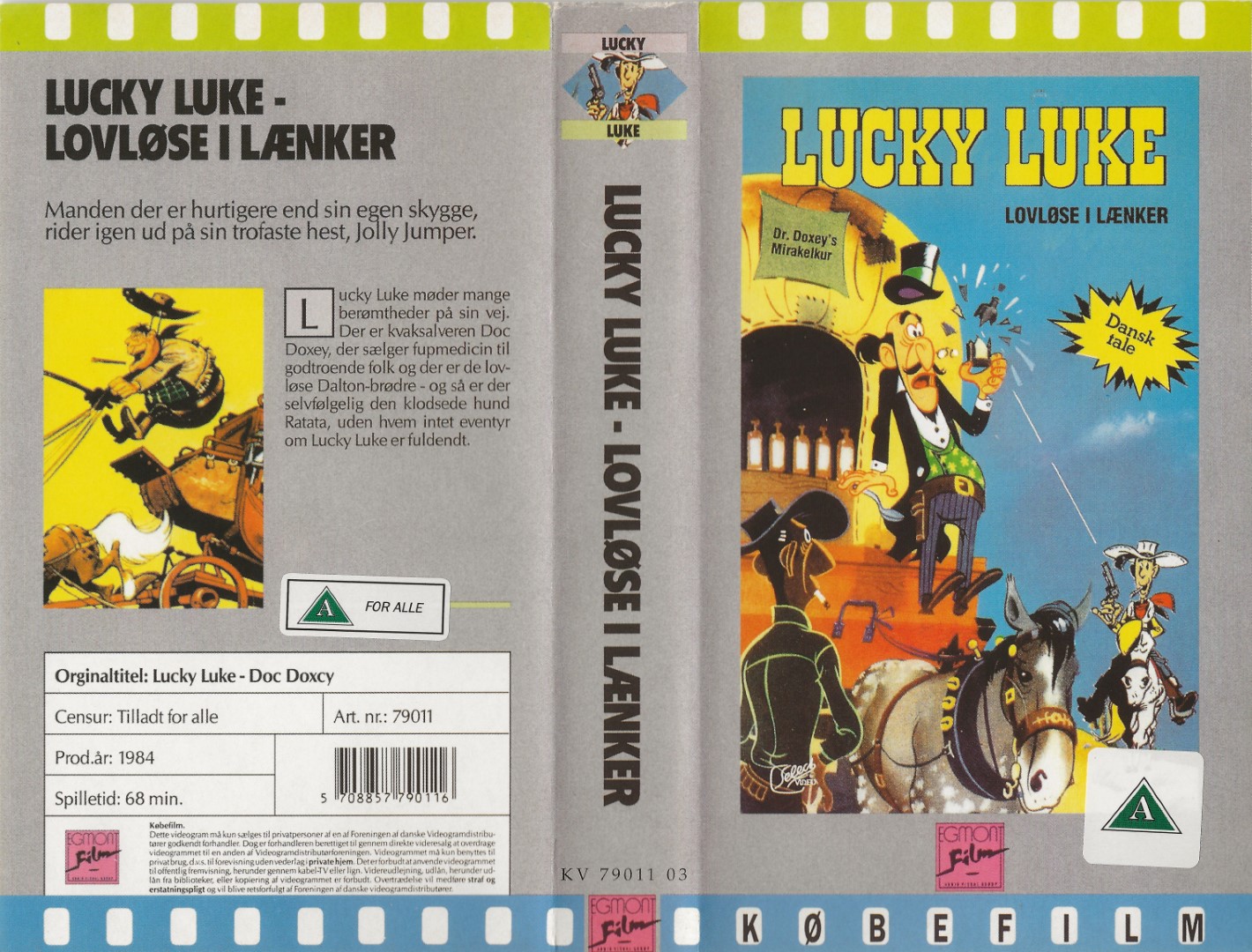 Lucky Luke i lovløse lænker <p>Org.titel: Lucky Luke - Doc Doxey</p> VHS Egmont Film 1984
