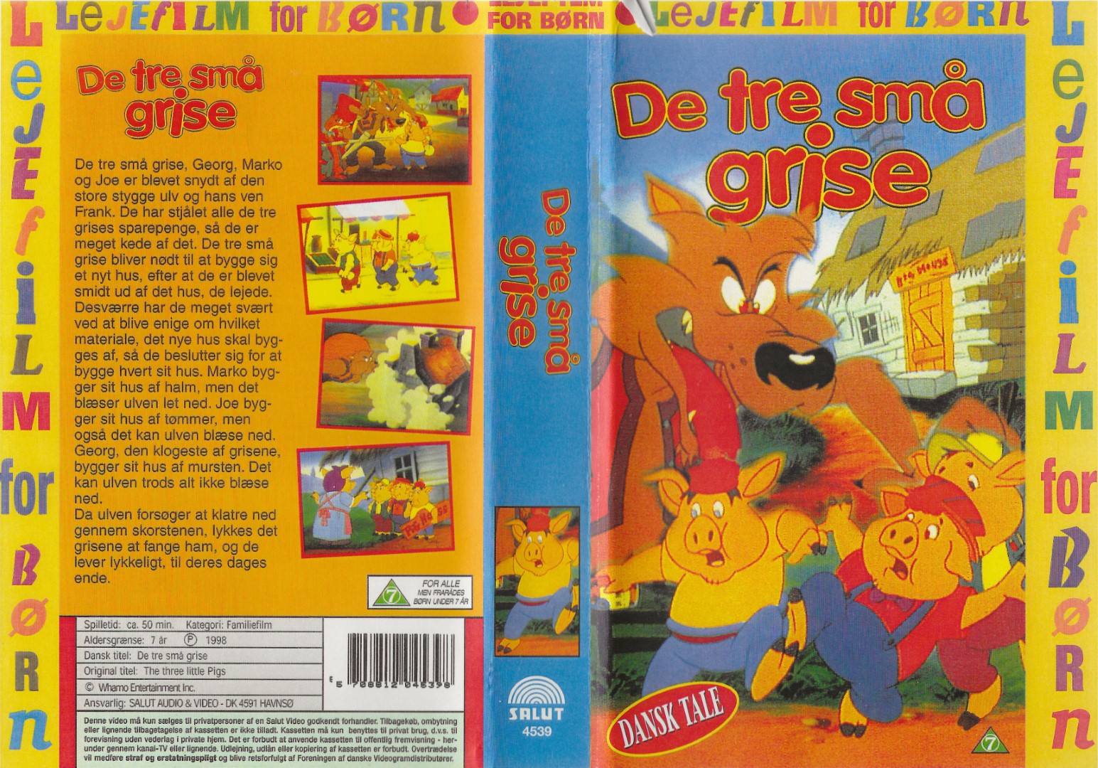 De tre små grise <p>Org.titel: The three little Pigs</p> VHS Salut 1998