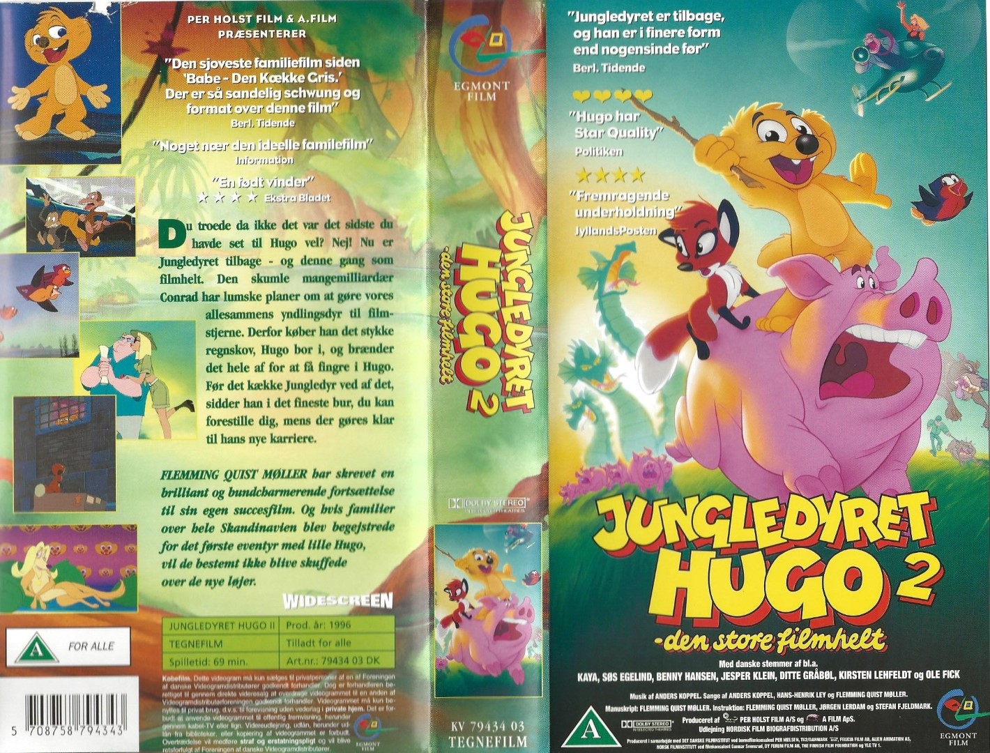 Jungledyret Hugo 2 - Den Store Filmhelt  VHS Egmont Film 1996
