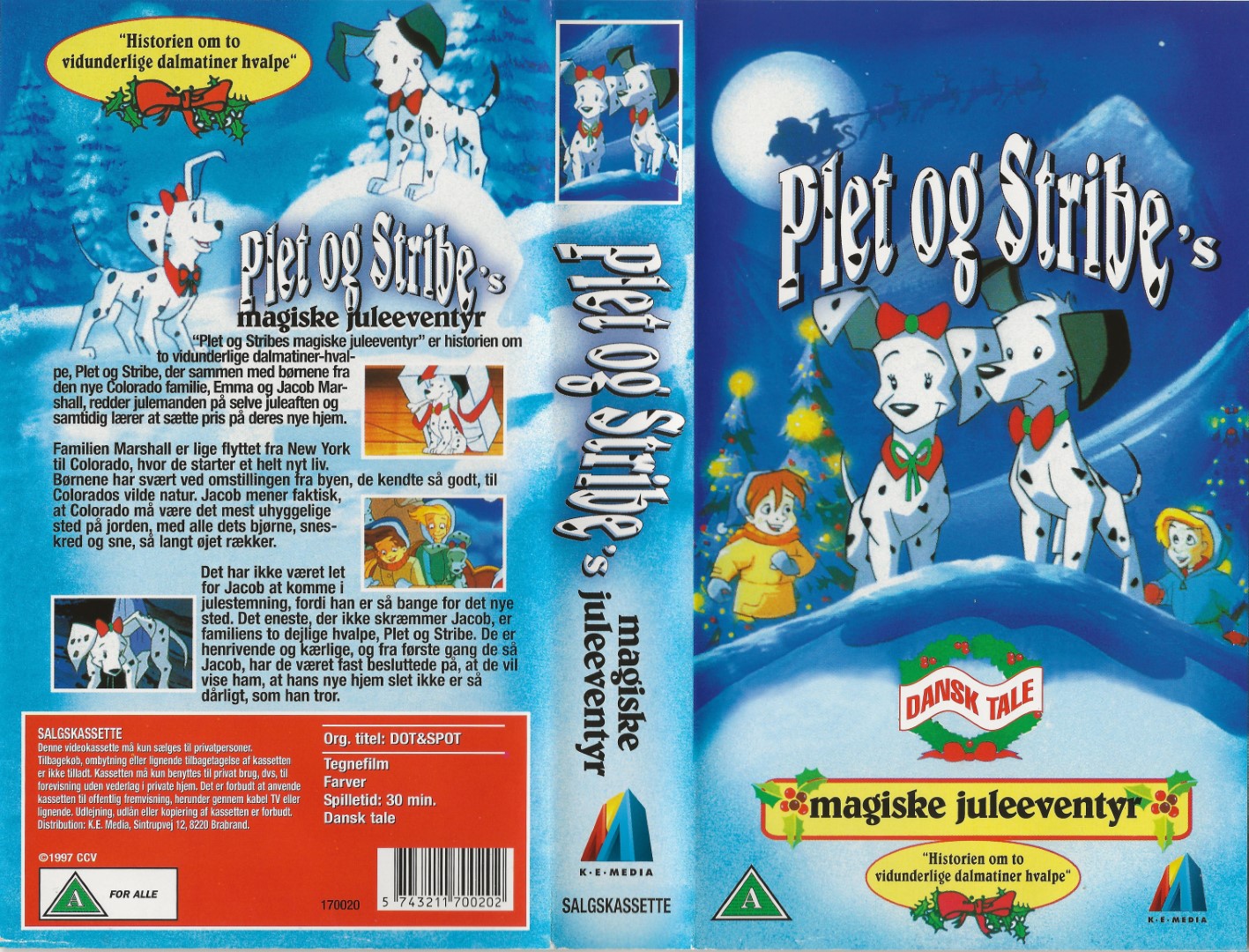 Plet og Stribes magiske juleeventyr <p>Org.titel: Dot & Spot's Magical Christmas Adventure</p> VHS K.E. Media 1997