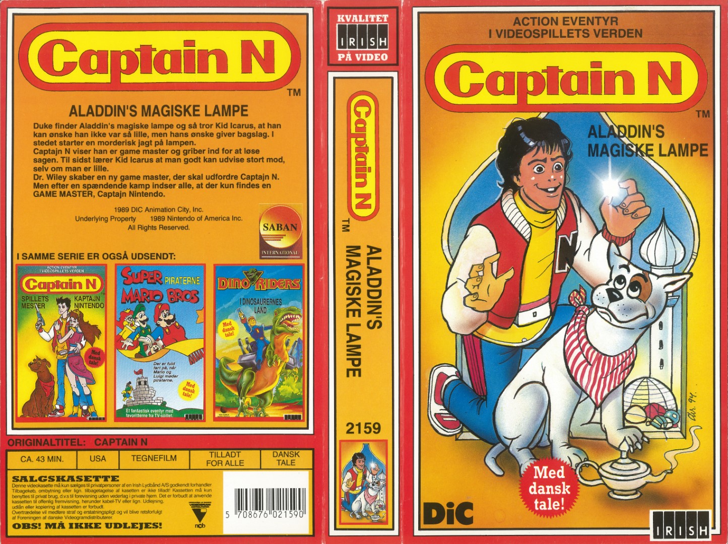 Captain N: Aladdin's Magiske Lampe <p>Org.titel: Captain N: The Game Master</p> VHS Irish 1994