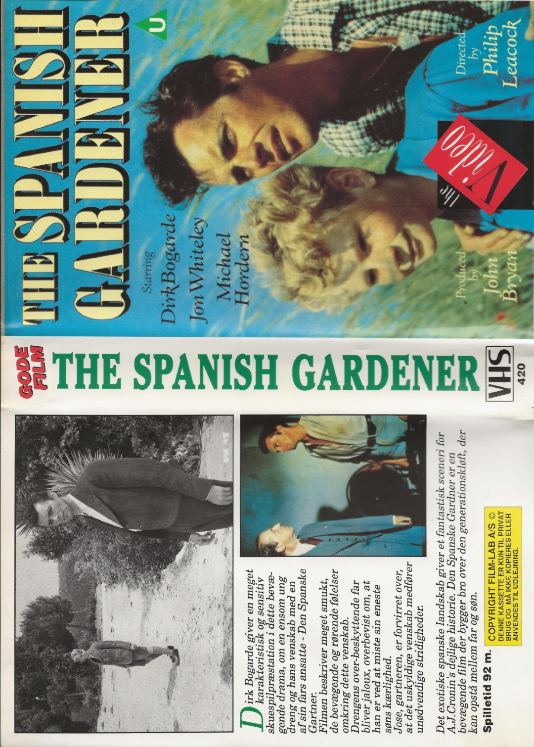 Den Spanske Gartner <p>Org.titel: The Spanish Gardener</p> VHS Filmlab 1956