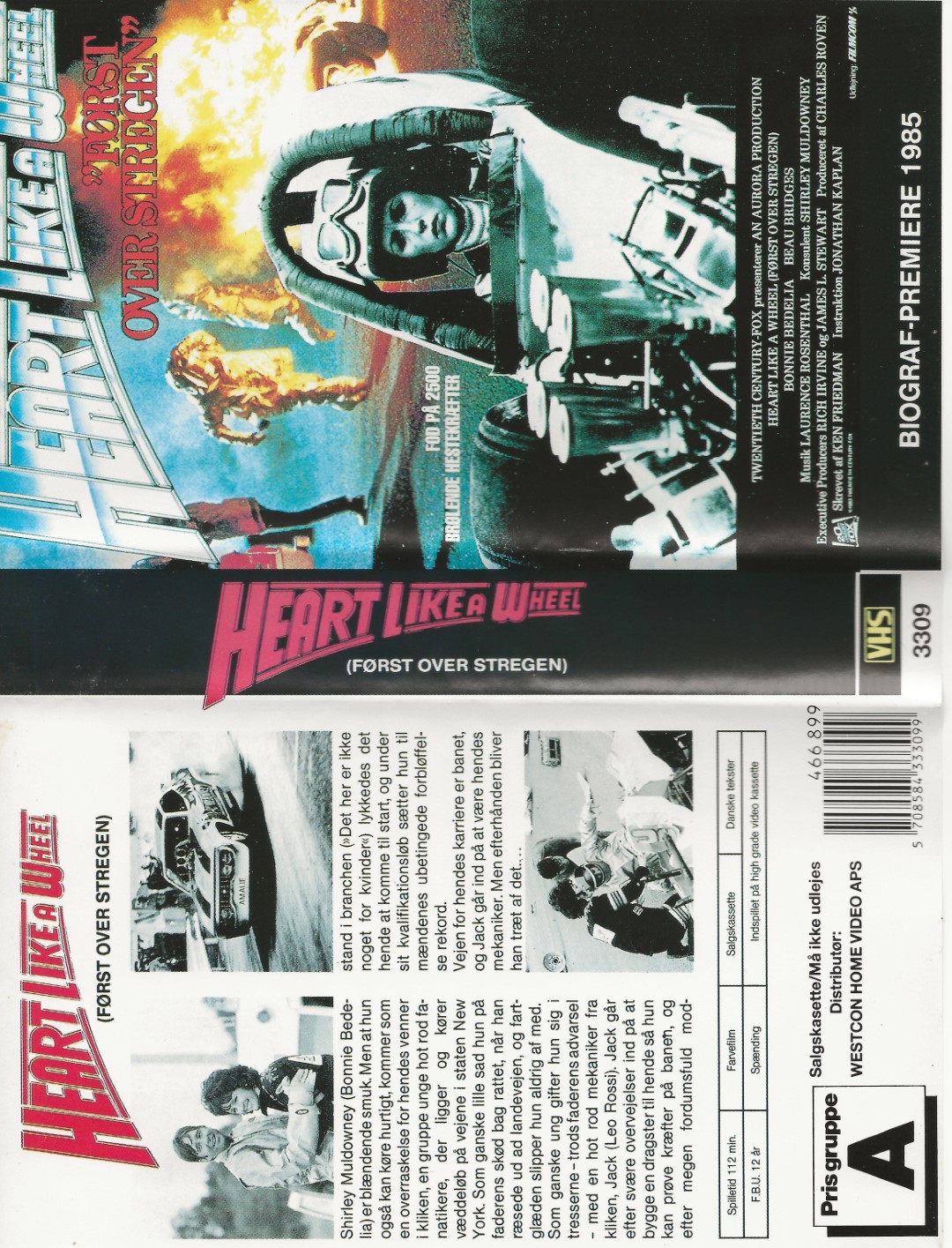 Først over stregen <p>Org.titel: Heart Like a Wheel</p> VHS Westcon Home Video ApS 1985