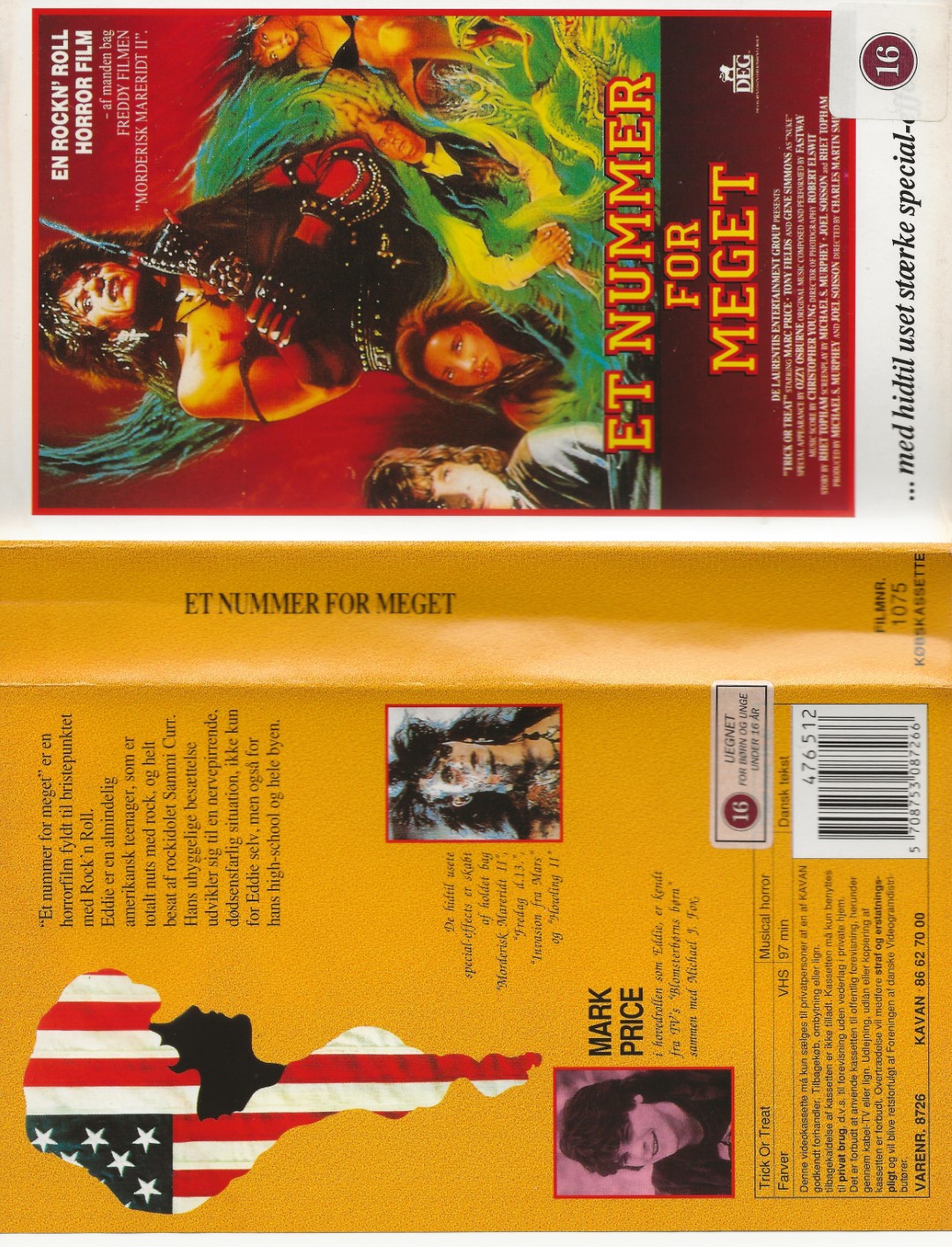 Et nummer for meget <p>Org.titel: Trick or Treat</p> VHS Kavan 1986