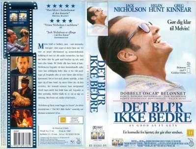 Det bli'r ikke bedre VHS Columbia TriStar Home Video, Nordisk Film 1998