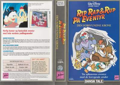Rip, Rap & Rup på Eventyr - Den forsvundne krone <p class='text-muted'>Org.titel: Ducktales Vol. 3</p> VHS Egmont Film 1988